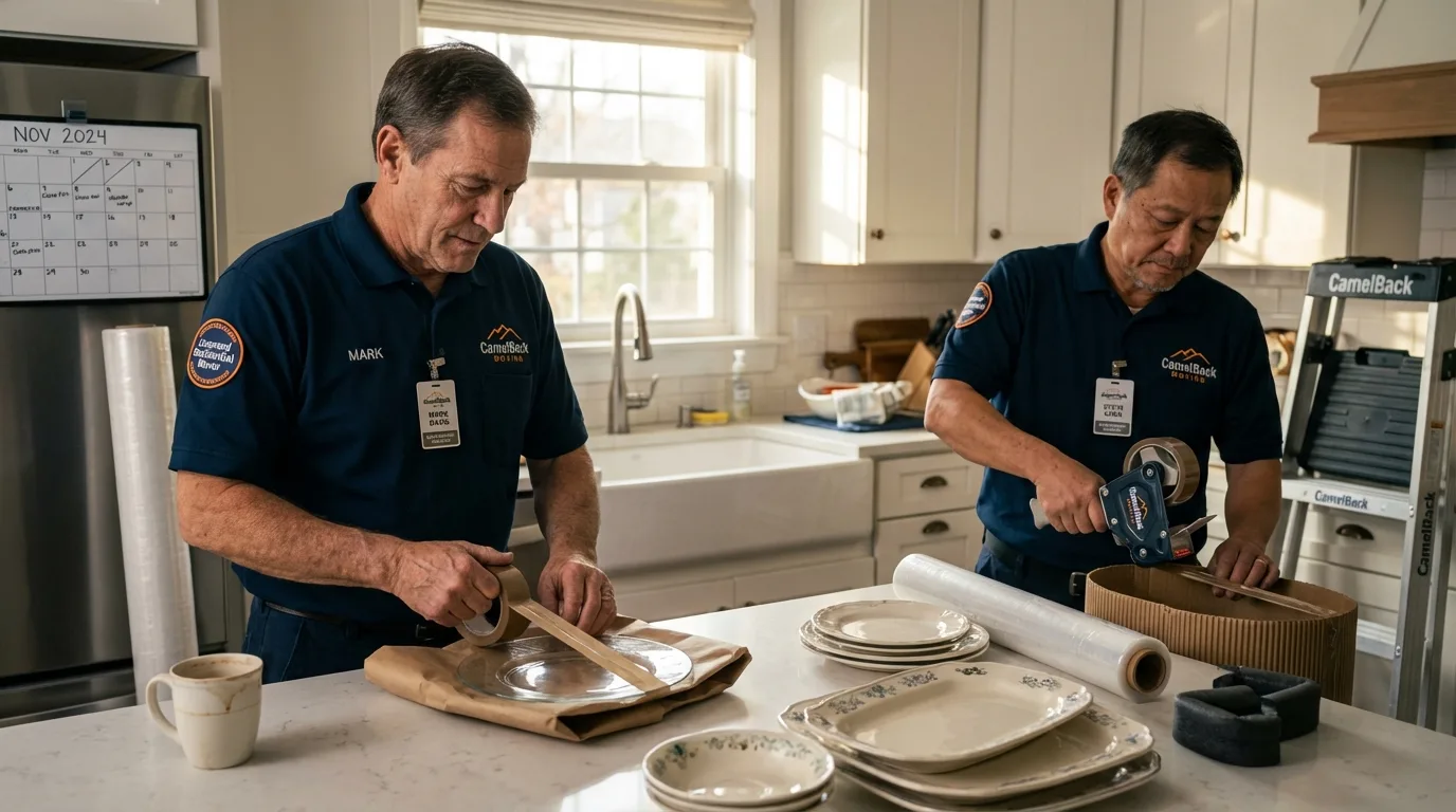Professional crew packing kitchen dishware in Salem, OR